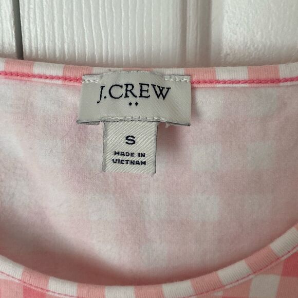 J. Crew Factory Longline tank top capri Pink White Gingham S Plain Crew Neck Sle - Picture 3 of 5